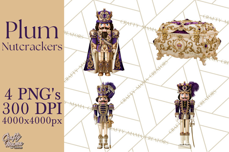 Purple Nutcracker Clipart PNG, Christmas Decor example image 1