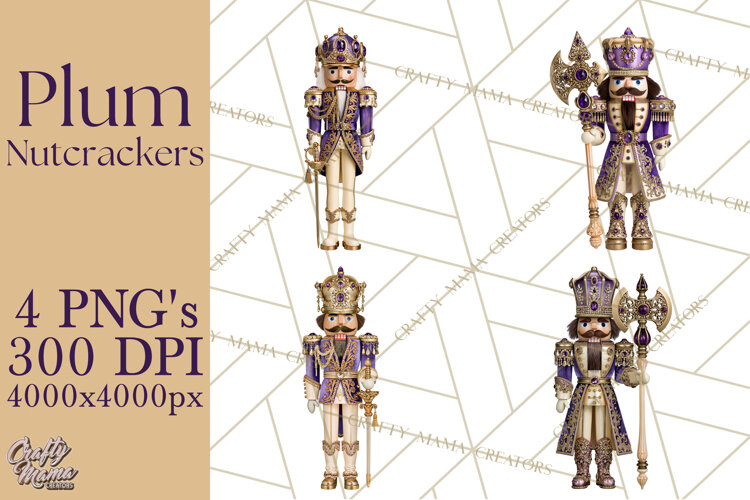 Purple Nutcracker Clipart PNG, Christmas Decor example image 1