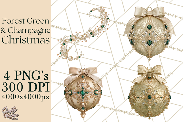 Forest Green Champagne Christmas Clipart PNG