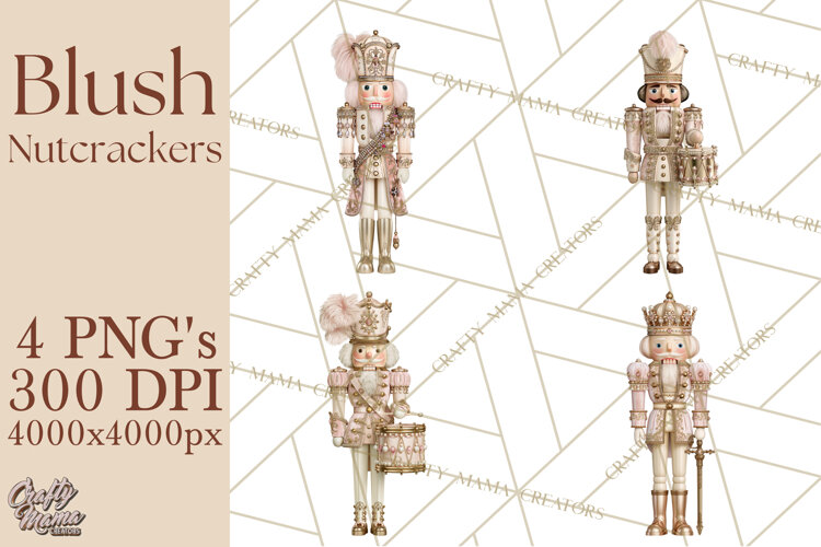 Luxury Nutcracker Clipart PNG, Blush Champagne Christmas example image 1