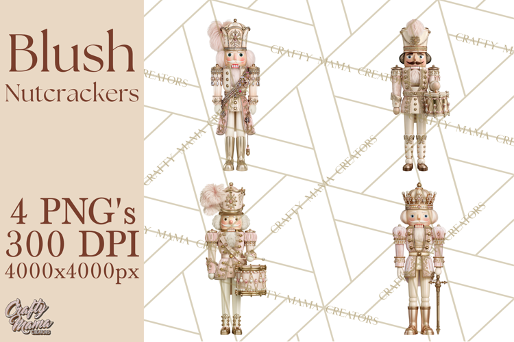 Luxury Nutcracker Clipart PNG, Blush Champagne Christmas