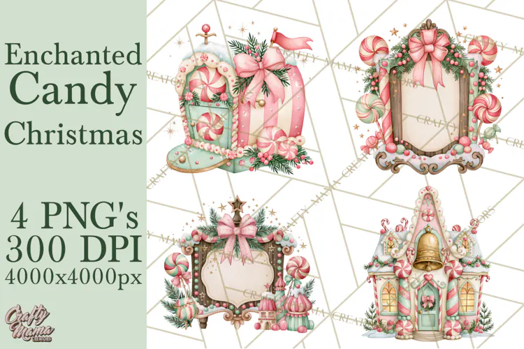 Candy Christmas Village PNG, Enchanted Christmas Decorations