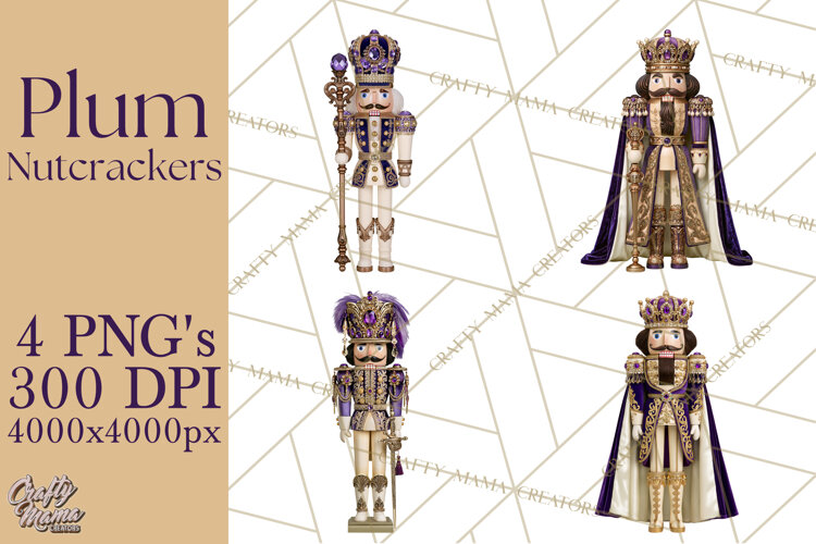 Purple Nutcracker Clipart PNG, Christmas Decor example image 1