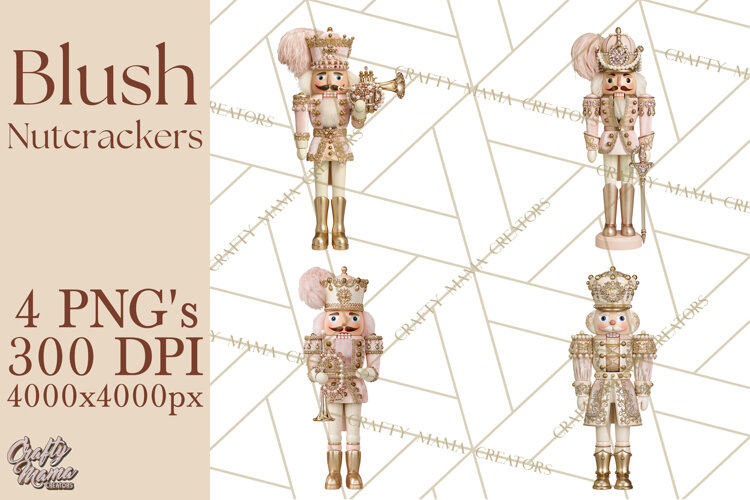 Luxury Nutcracker Clipart PNG, Blush Champagne Christmas example image 1