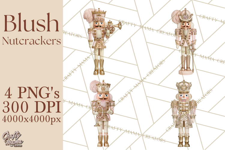 Luxury Nutcracker Clipart PNG, Blush Champagne Christmas