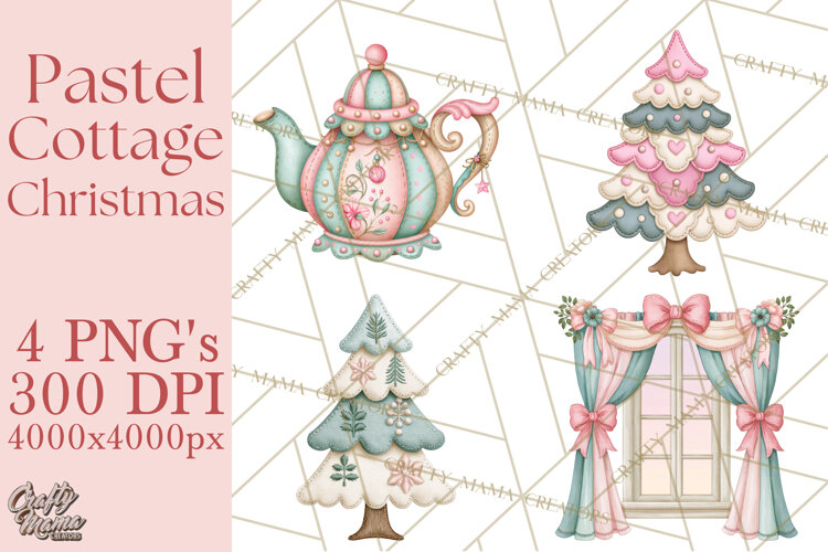 Cozy Cottage Christmas Clipart PNG example image 1