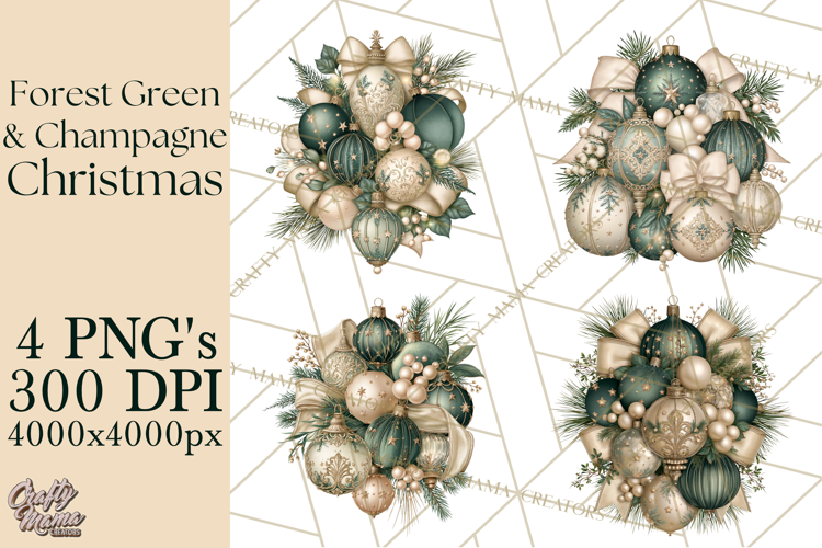 Forest Green Champagne Christmas Clipart PNG