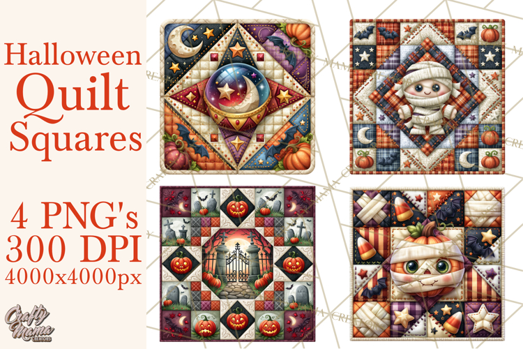 Halloween Quilt Square Patterns PNG Clipart