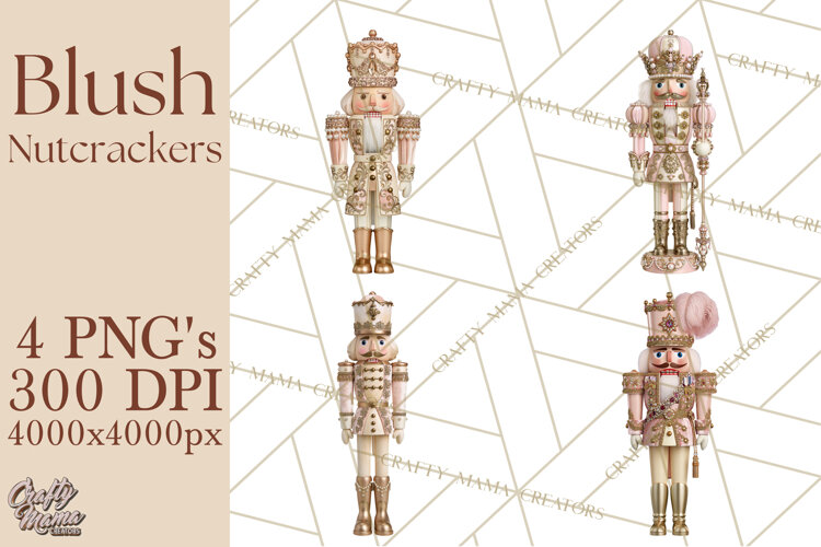 Luxury Nutcracker Clipart PNG, Blush Champagne Christmas example image 1