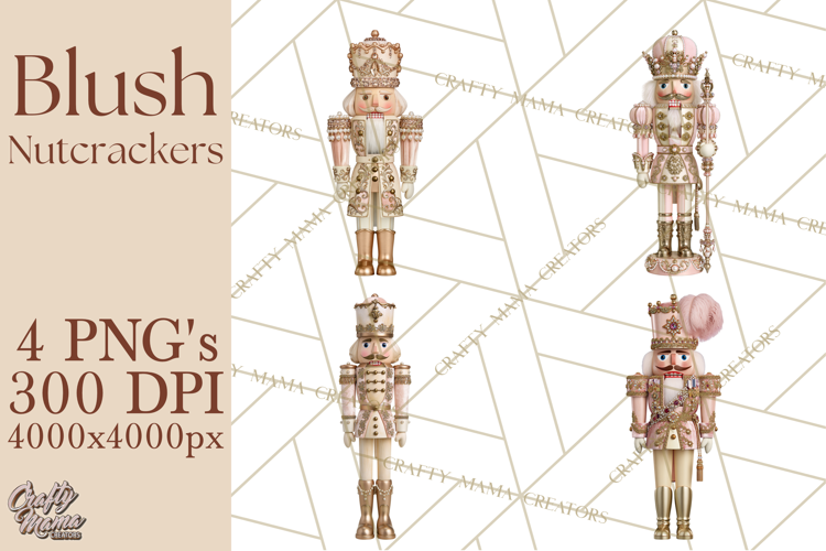 Luxury Nutcracker Clipart PNG, Blush Champagne Christmas