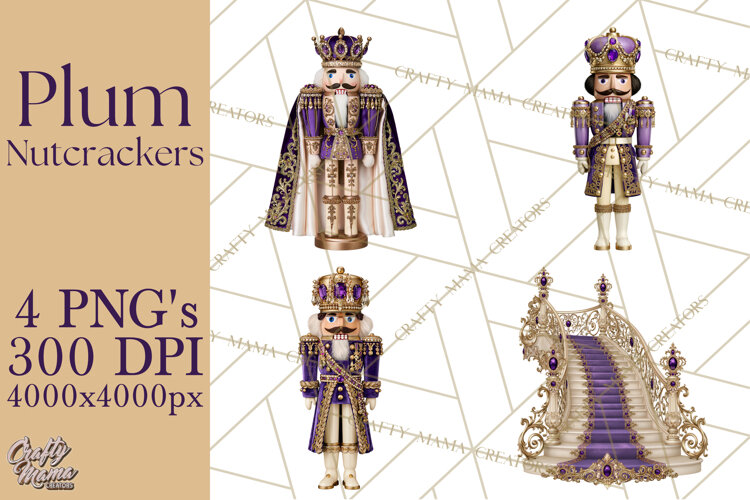Purple Nutcracker Clipart PNG, Christmas Decor example image 1