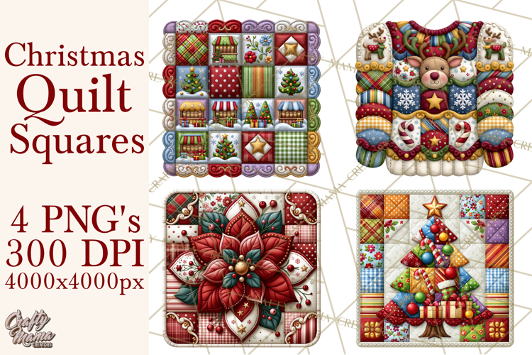 Christmas Quilt Square Patterns PNG
