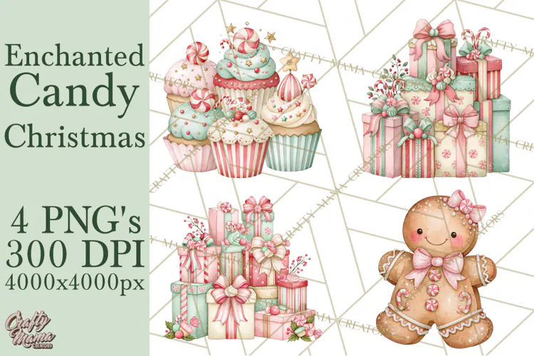 Candy Christmas Village PNG, Enchanted Christmas Decorations