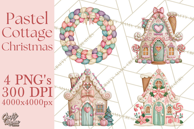 Cozy Cottage Christmas Clipart PNG example image 1