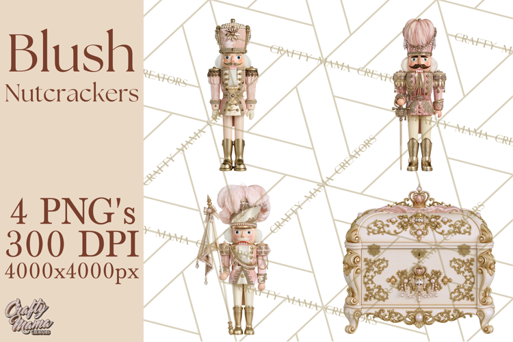 Luxury Nutcracker Clipart PNG, Blush Champagne Christmas