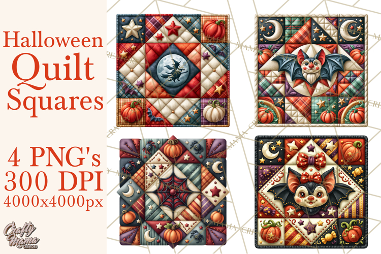 Halloween Quilt Square Patterns PNG Clipart