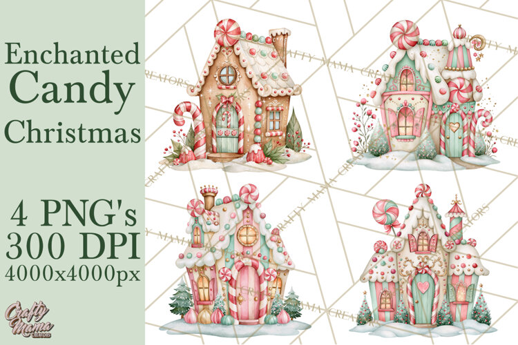 Candy Christmas Village PNG, Enchanted Christmas Decorations example image 1