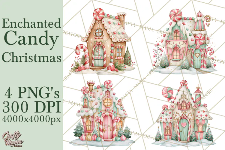 Candy Christmas Village PNG, Enchanted Christmas Decorations