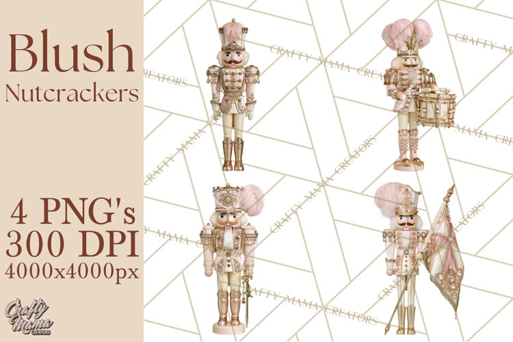 Luxury Nutcracker Clipart PNG, Blush Champagne Christmas example image 1
