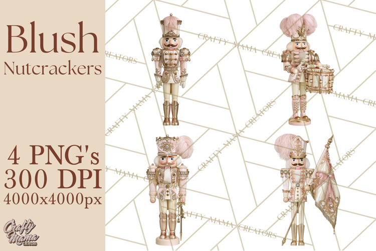 Luxury Nutcracker Clipart PNG, Blush Champagne Christmas