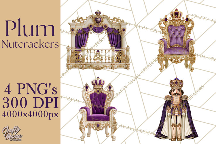 Purple Nutcracker Clipart PNG, Christmas Decor example image 1