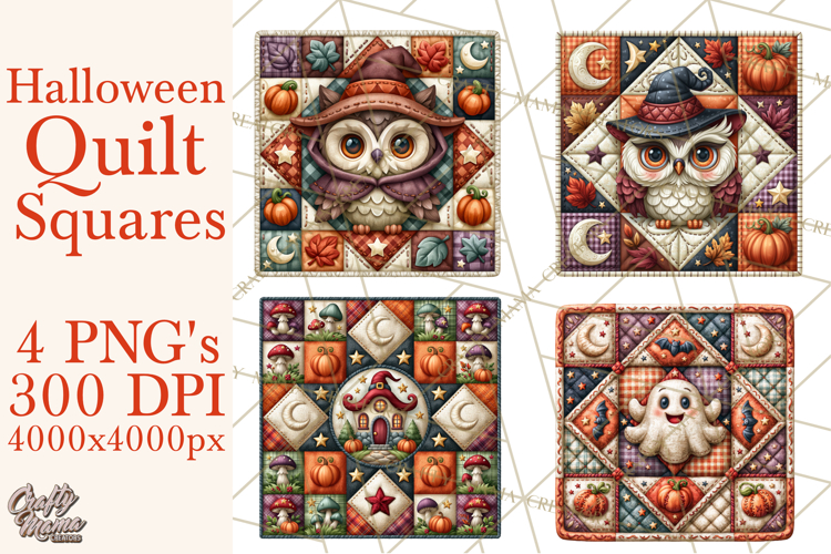 Halloween Quilt Square Patterns PNG Clipart