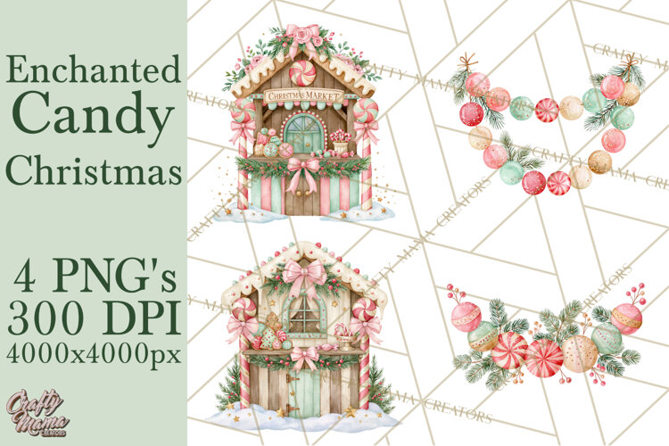 Candy Christmas Village PNG, Enchanted Christmas Decorations example image 1