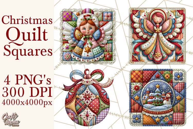 Christmas Quilt Square Patterns PNG