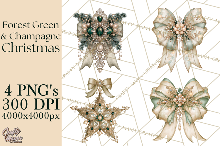 Forest Green Champagne Christmas Clipart PNG