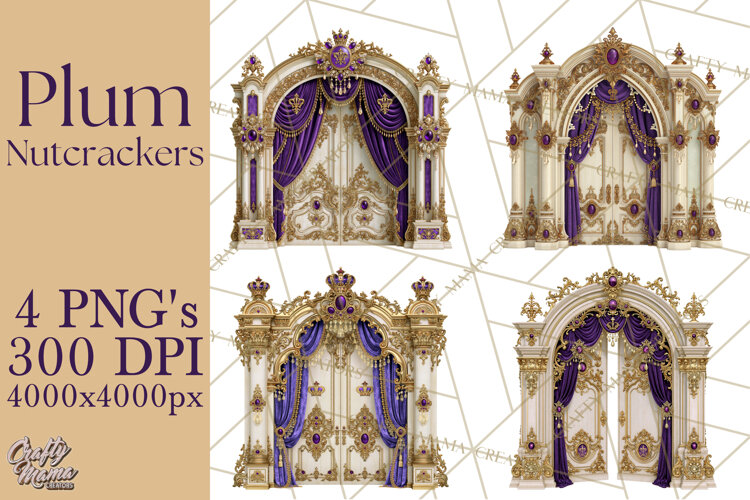 Purple Nutcracker Clipart PNG, Christmas Decor example image 1