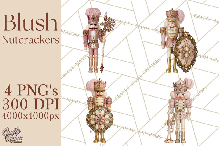 Luxury Nutcracker Clipart PNG, Blush Champagne Christmas example image 1