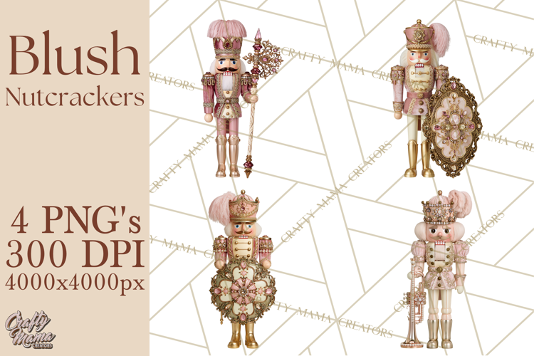 Luxury Nutcracker Clipart PNG, Blush Champagne Christmas
