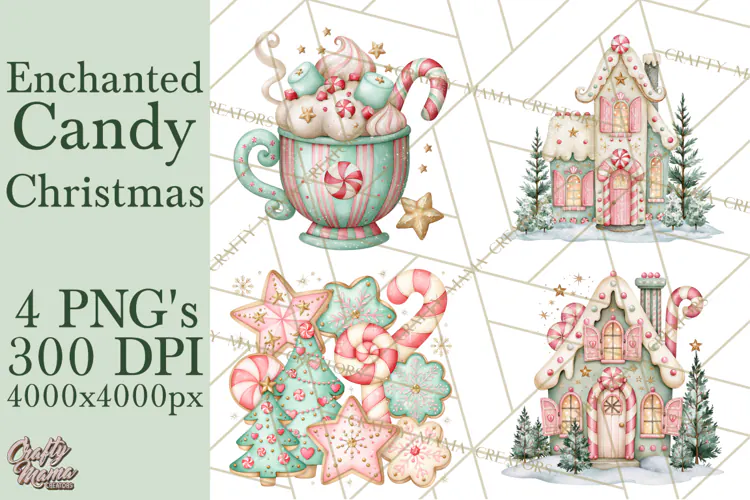 Candy Christmas Village PNG, Enchanted Christmas Decorations