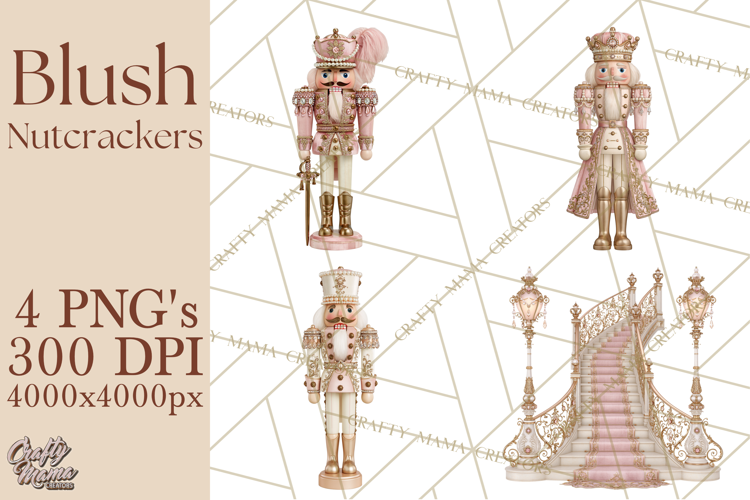 Luxury Nutcracker Clipart PNG, Blush Champagne Christmas