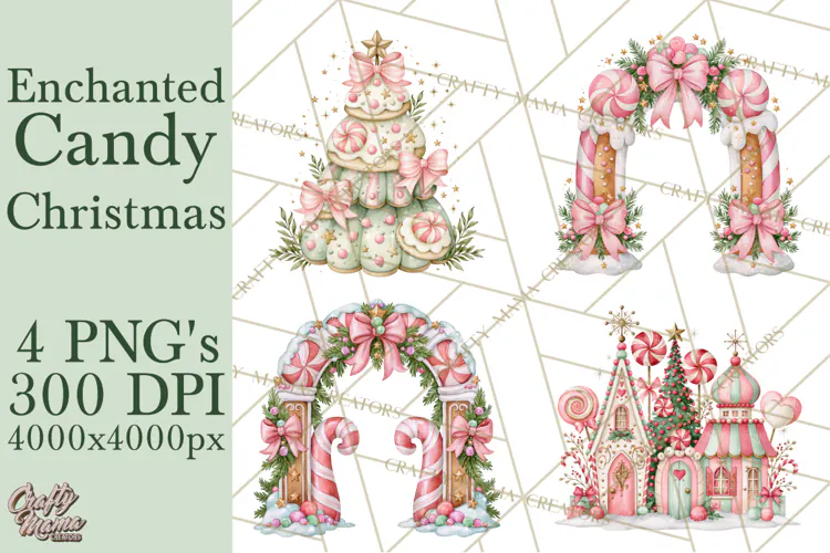 Candy Christmas Village PNG, Enchanted Christmas Decorations