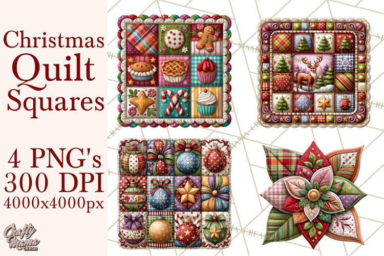 Christmas Quilt Square Patterns PNG