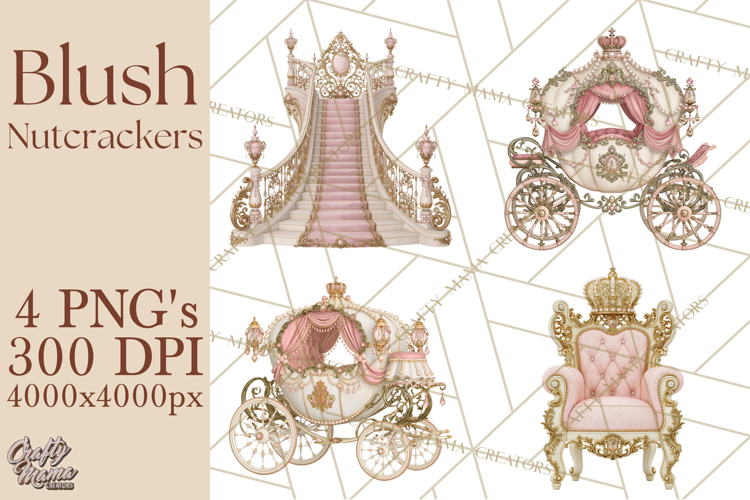 Luxury Nutcracker Clipart PNG, Blush Champagne Christmas