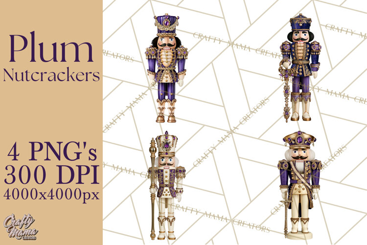 Purple Nutcracker Clipart PNG, Christmas Decor example image 1