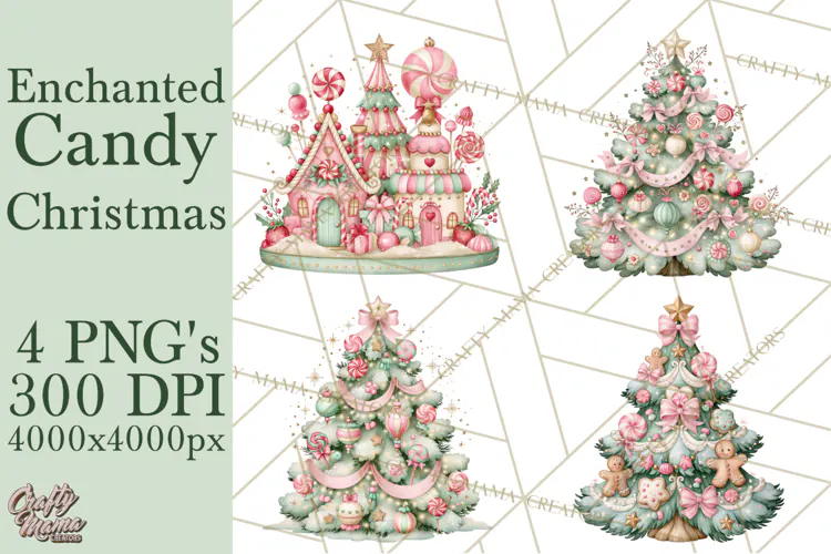 Candy Christmas Village PNG, Enchanted Christmas Decorations
