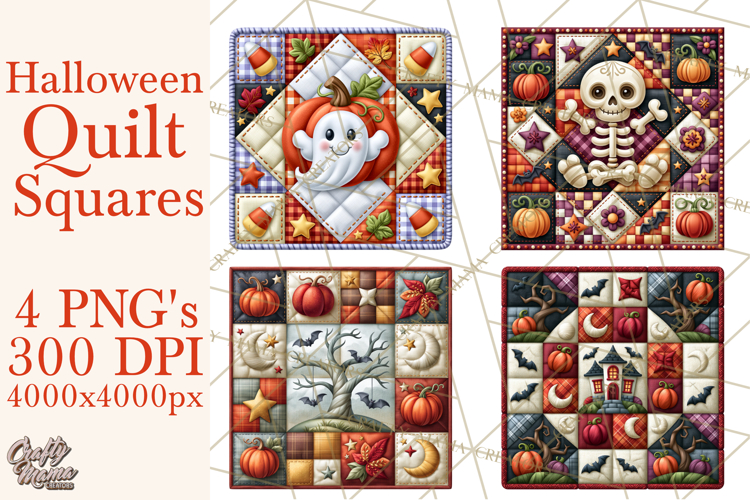 Halloween Quilt Square Patterns PNG Clipart