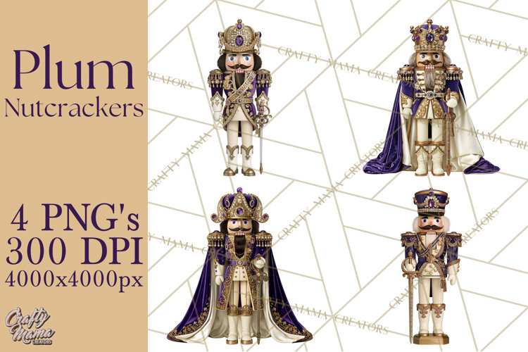 Purple Nutcracker Clipart PNG, Christmas Decor example image 1