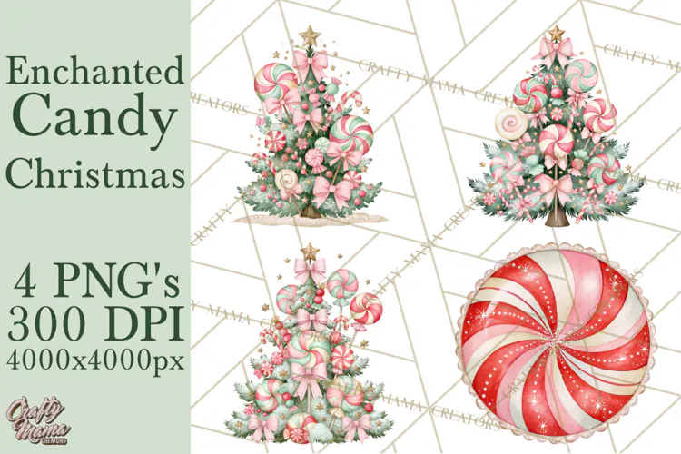 Candy Christmas Village PNG, Enchanted Christmas Decorations