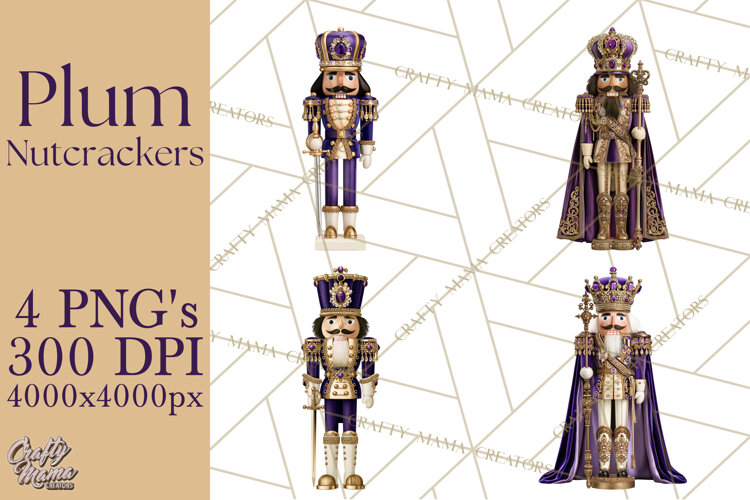 Purple Nutcracker Clipart PNG, Christmas Decor example image 1