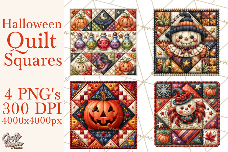 Halloween Quilt Square Patterns PNG Clipart