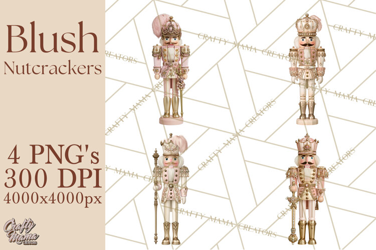 Luxury Nutcracker Clipart PNG, Blush Champagne Christmas example image 1