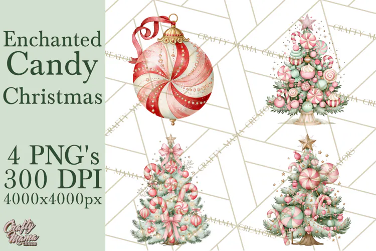 Candy Christmas Village PNG, Enchanted Christmas Decorations