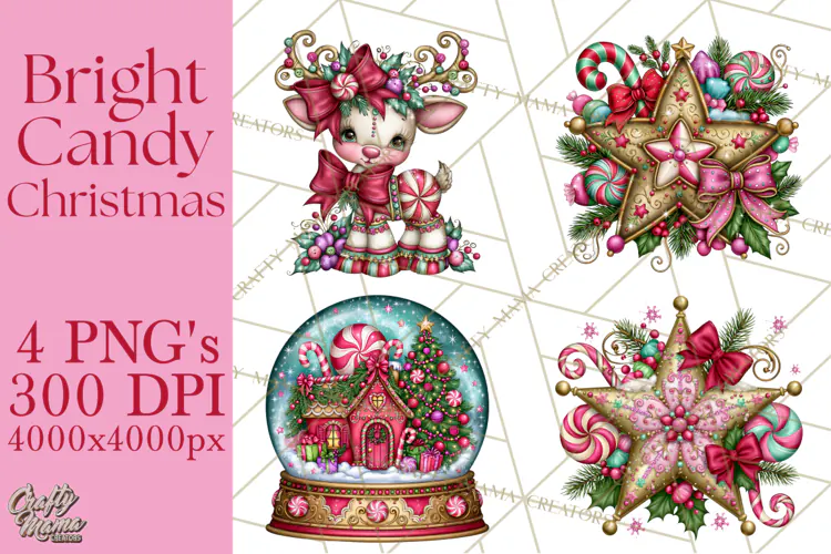 Bright Candy Christmas Village PNG, Whimsical Christmas