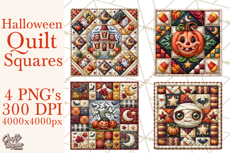 Halloween Quilt Square Patterns PNG Clipart