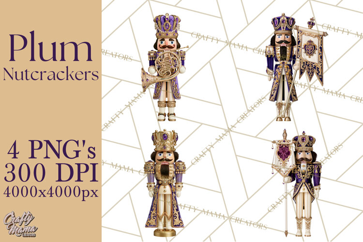 Purple Nutcracker Clipart PNG, Christmas Decor example image 1