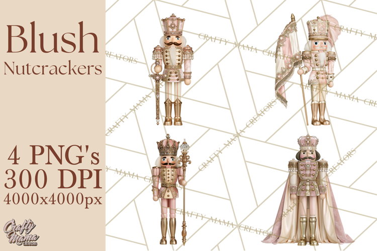 Luxury Nutcracker Clipart PNG, Blush Champagne Christmas